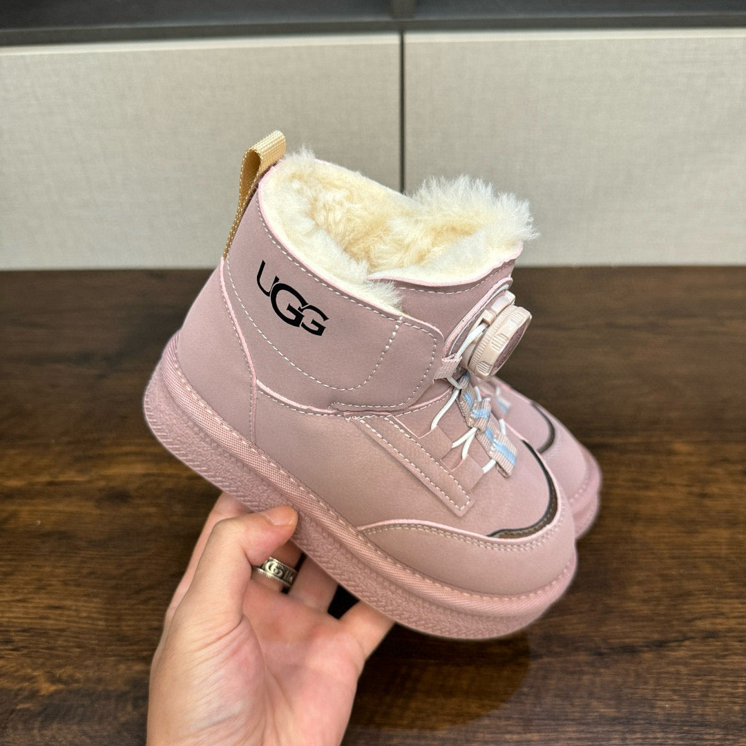 U-GG mid-cut swivel button plus suede leather children's shoes" pink"