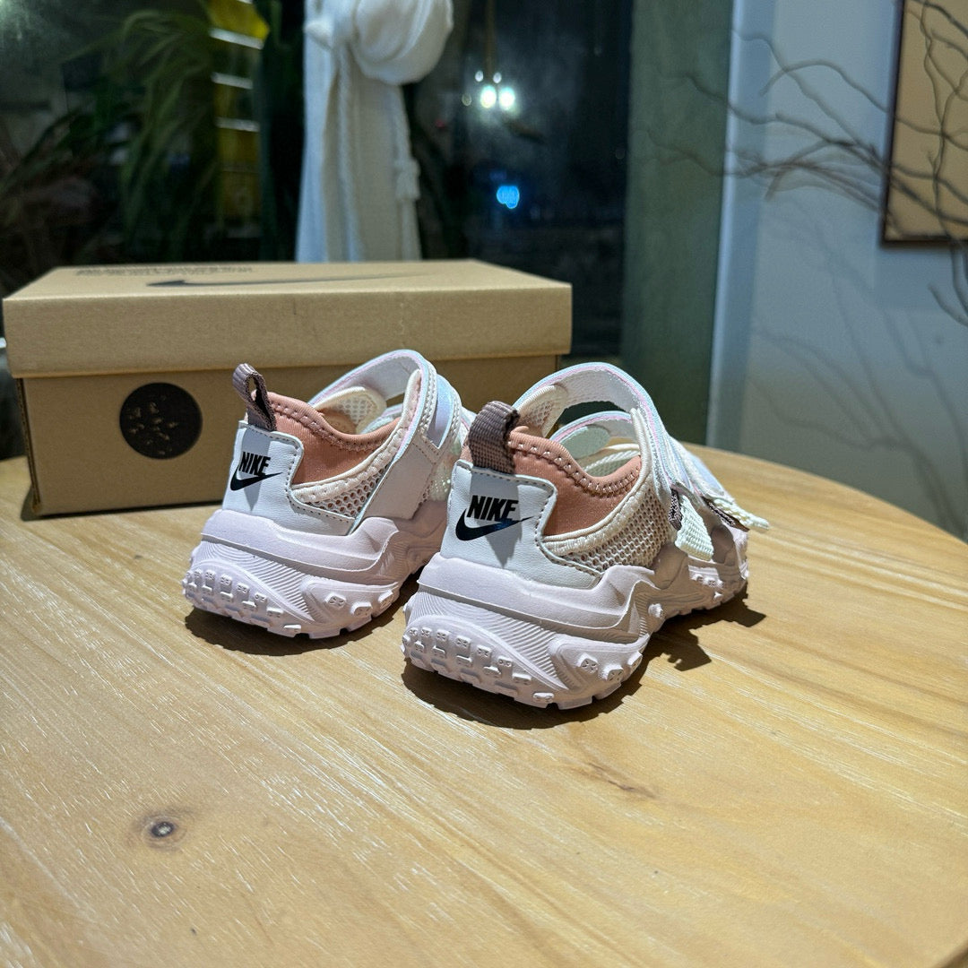 Nike tire bottom Velcro hollow sandals" light cream/ pink, blue"
