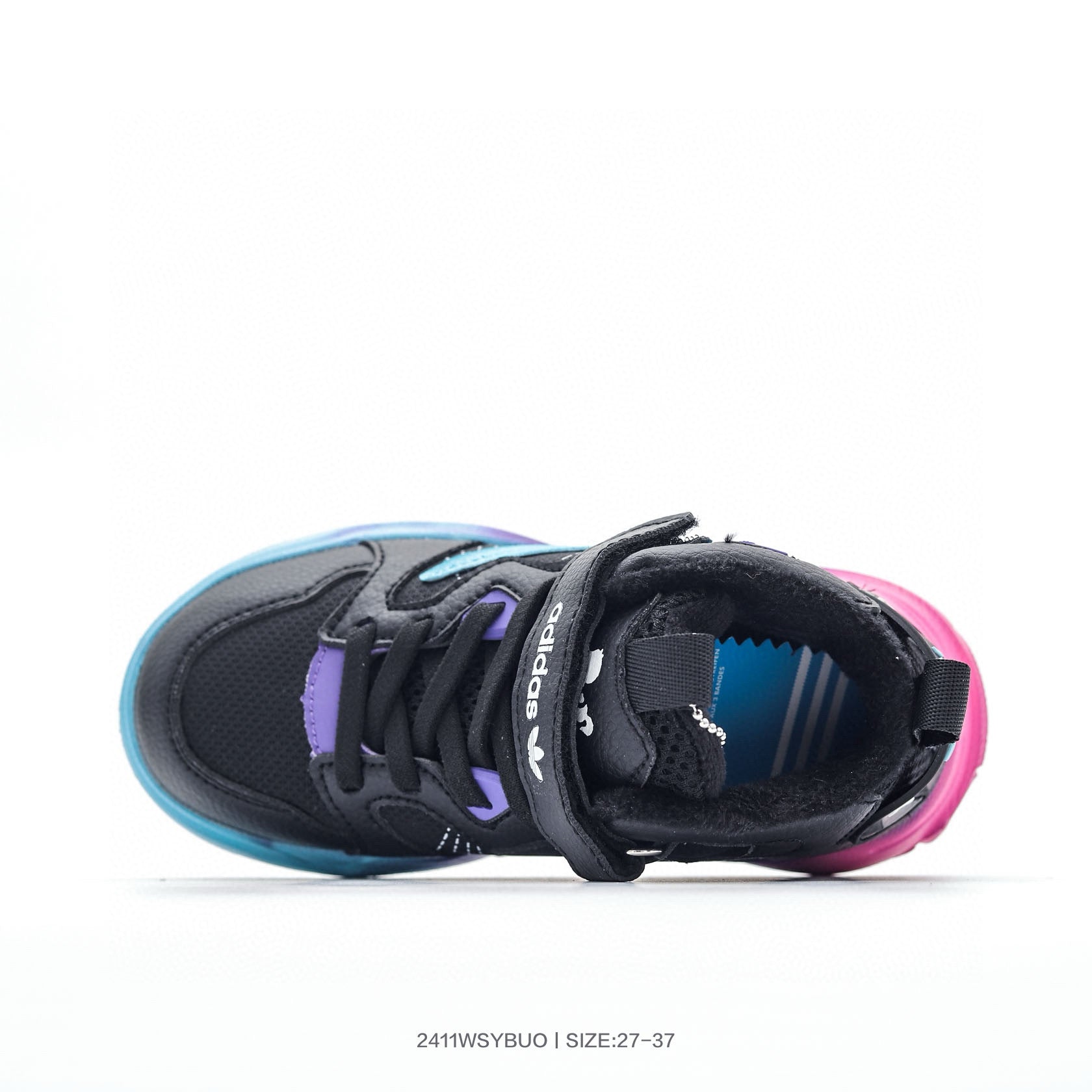 Adidas mid-cut Velcro sneakers" black, blue"