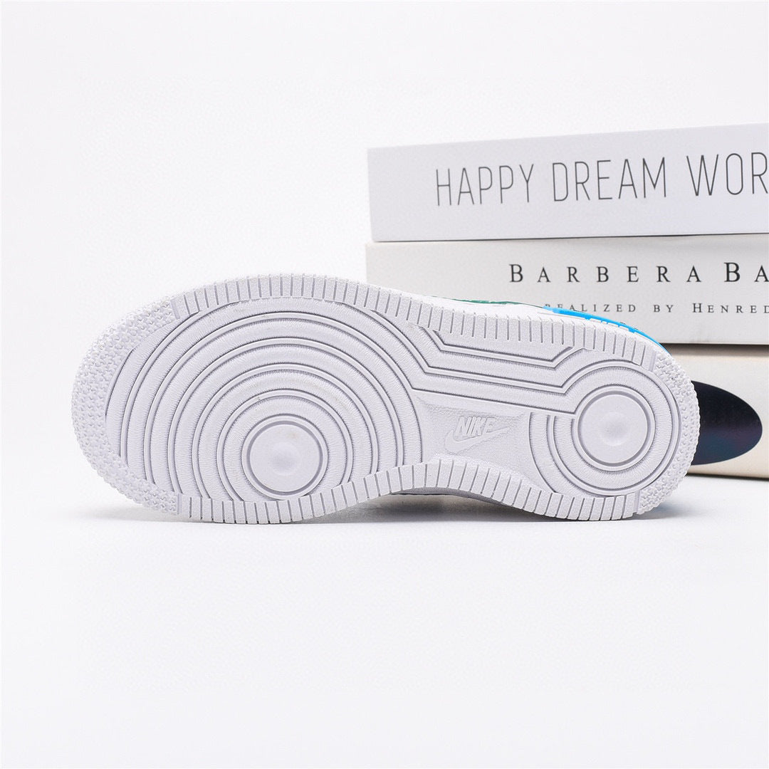 Air Force Macaron Velcro " white, Turquoise"