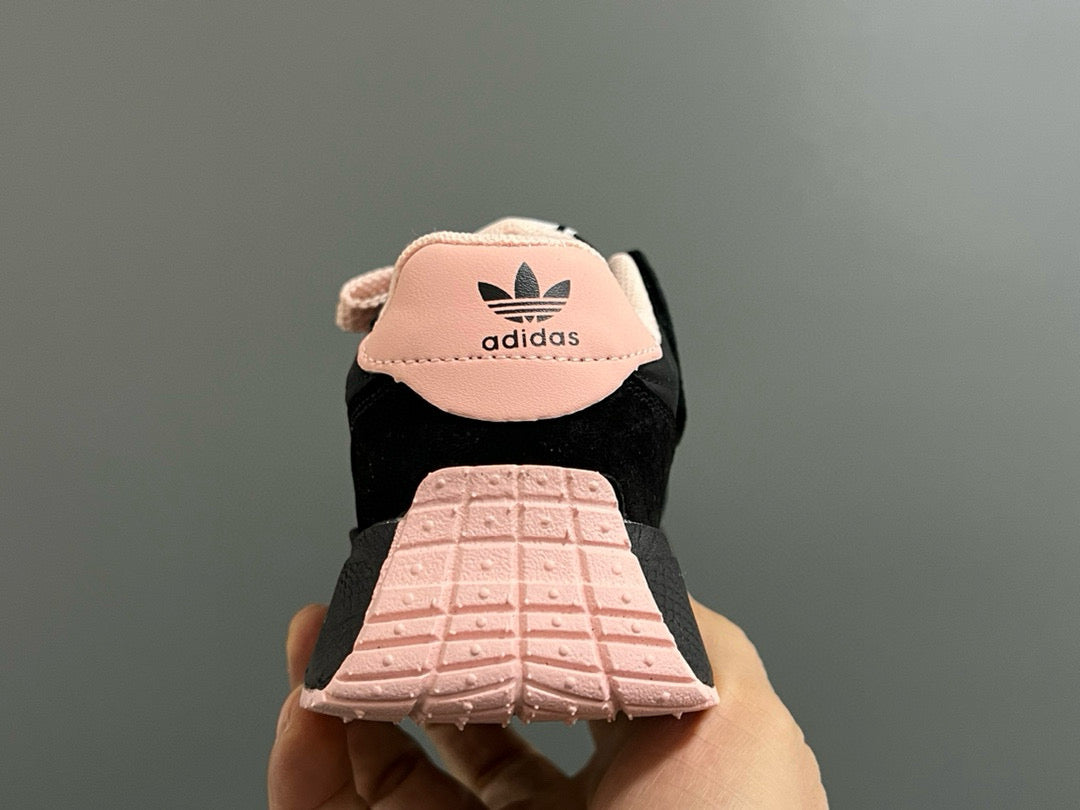 Adidas three stripes Velcro children's shoes " black, pink"