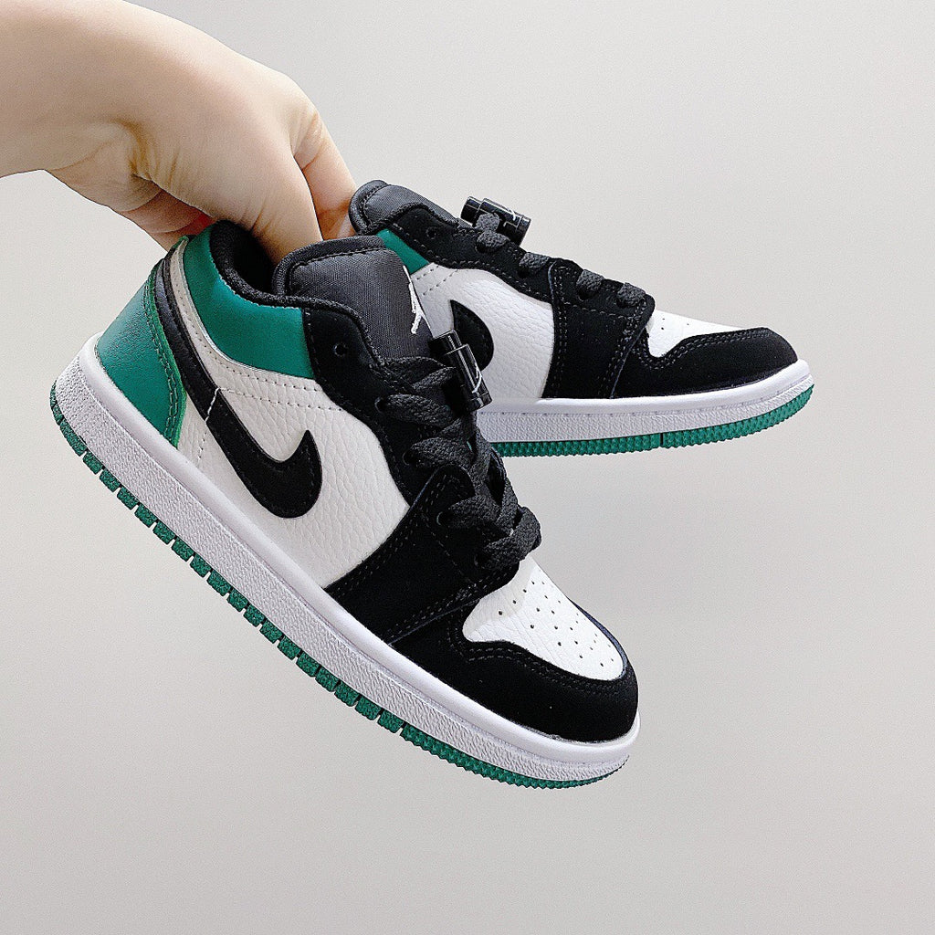 Joe 1 low-top elastic buckle parent-child shoes" white, black, green"