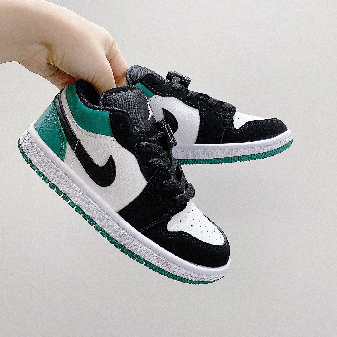 Joe 1 low-top elastic buckle parent-child shoes" white, black, green"