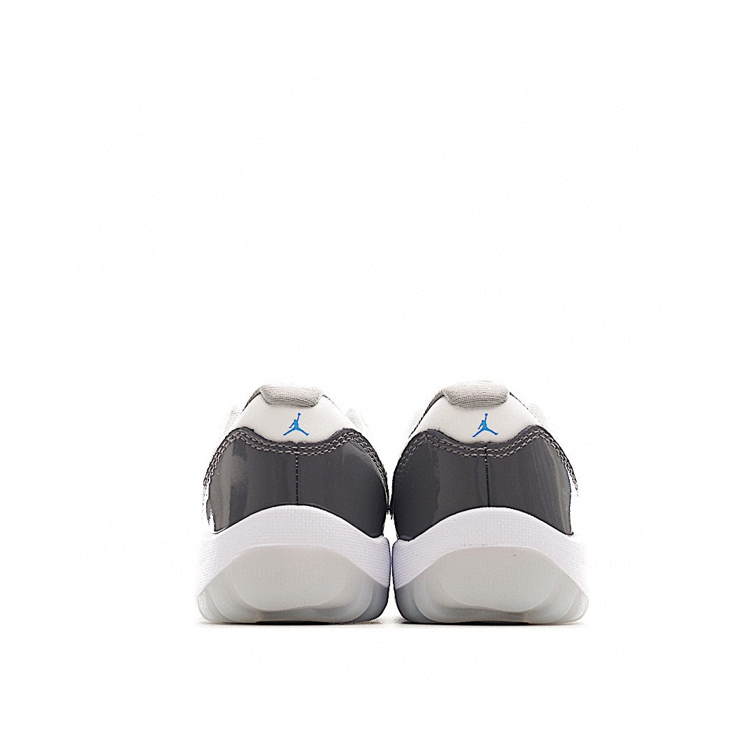The classic AJ11 is back, mid-top" white, gray"