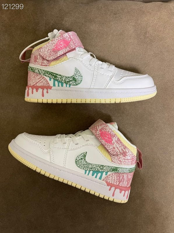 Joe's high-top Velcro children's shoes" white, pink, green"