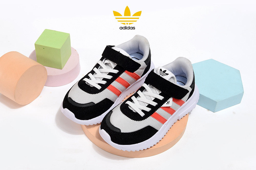Adidas clover lightweight soft sole" black, gray, orange"