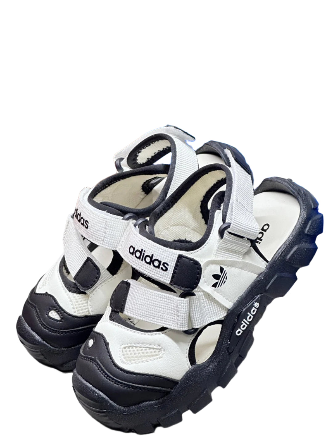 Adidas children's conch beach sandals" black, white"