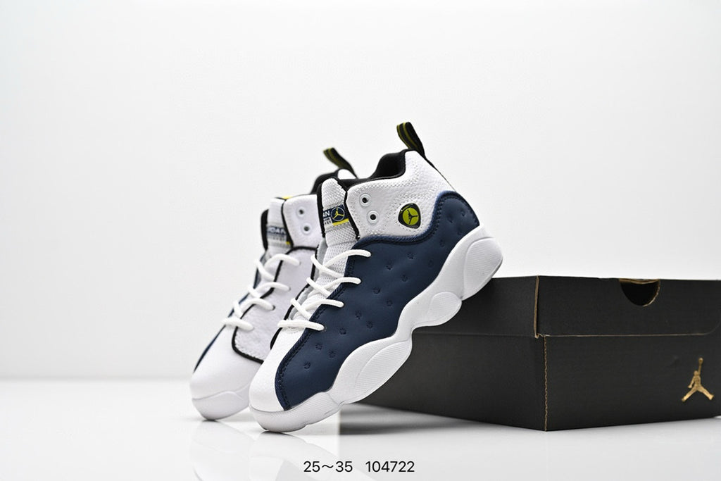 Jordan 13 children's shoes" dark blue, white"