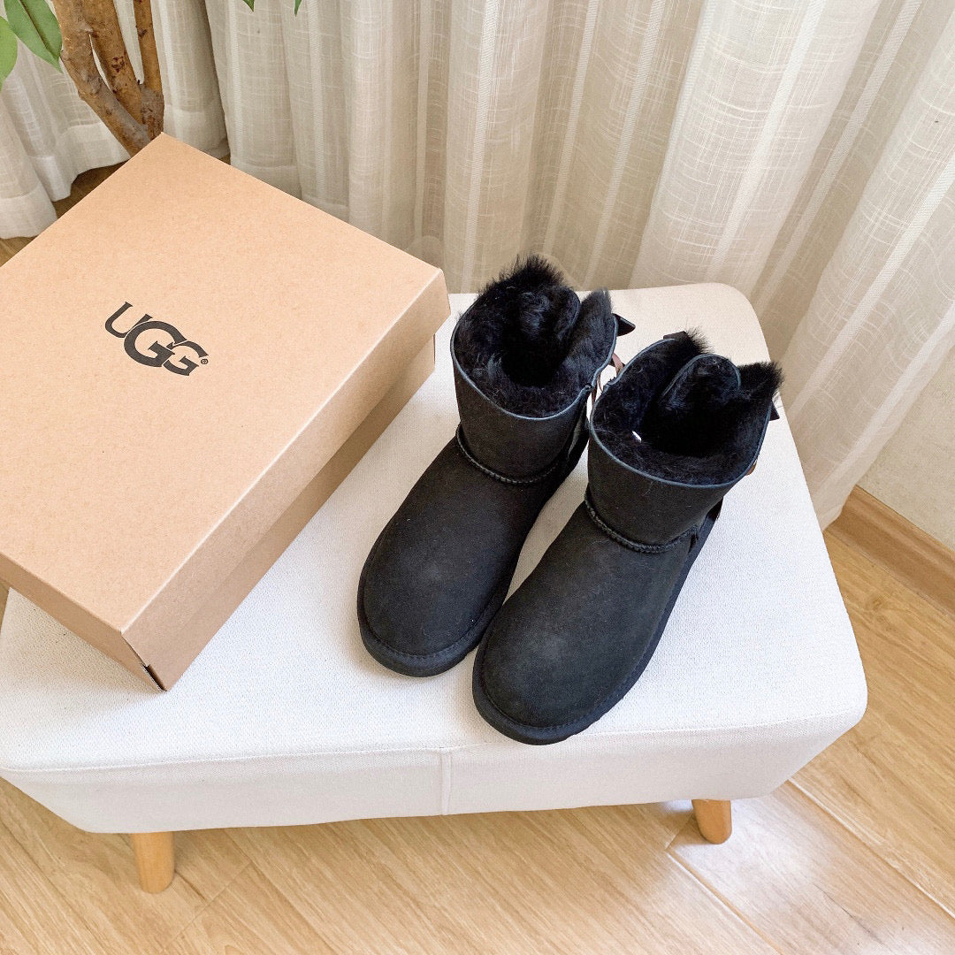 UGG co-branded wool integrated snow boots" black"