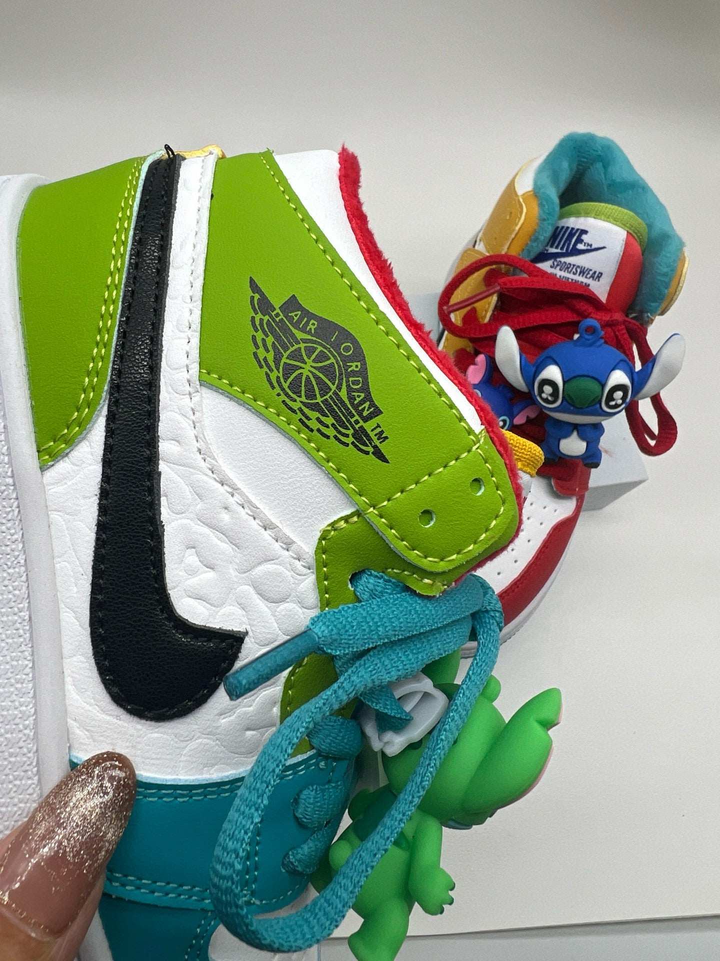Joe One Cartoon Doll Accessories High Top Sneakers " red, mint green"