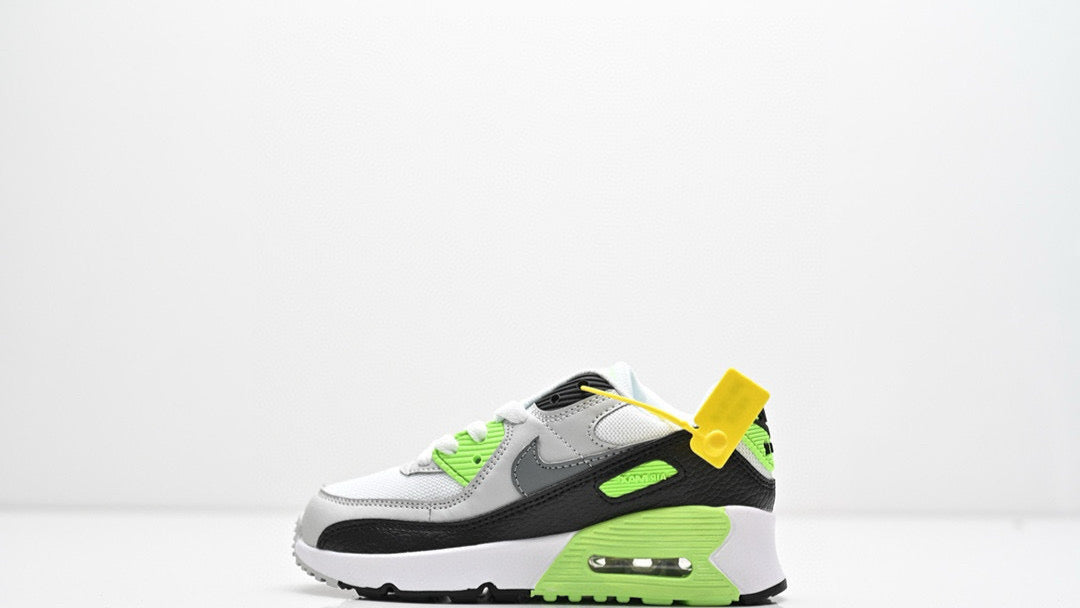 Cushion Children's Shoes " White, & lime green"