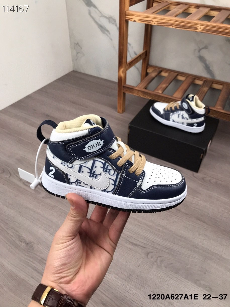 Joe's high-top Velcro children's shoes" Navy, white"