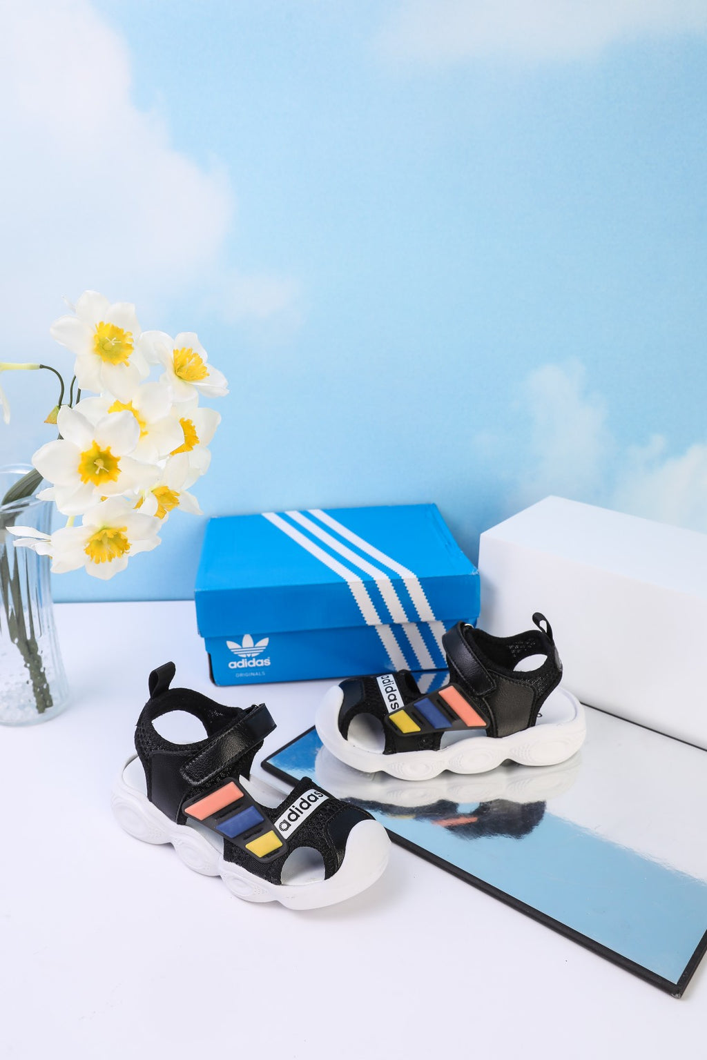 Adidas closed toe sandals" black"