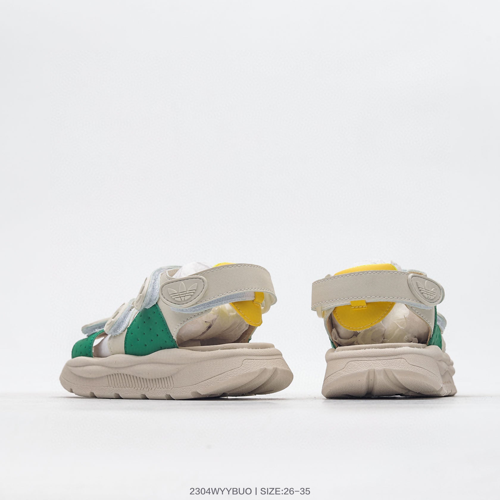 Adidas three-bar Velcro outdoor sandals" green"