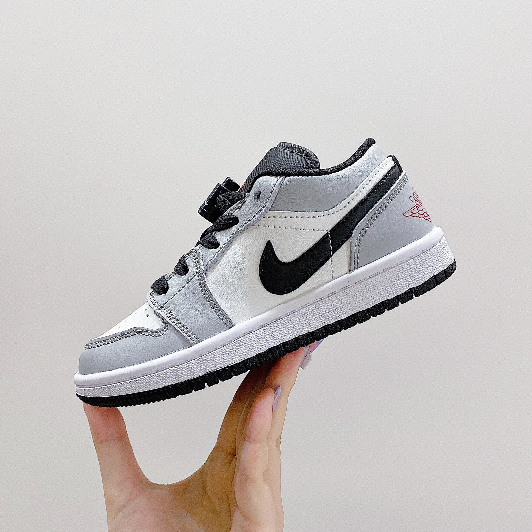 Joe 1 low-top elastic buckle parent-child shoes" white, gray"