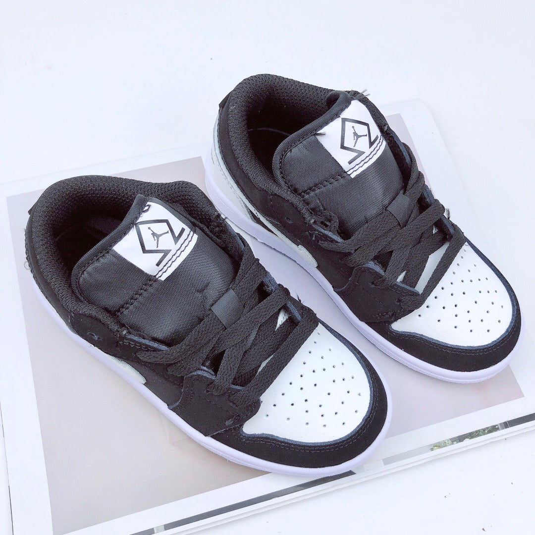 Joe 1 low-top elastic buckle parent-child shoes" black, white"