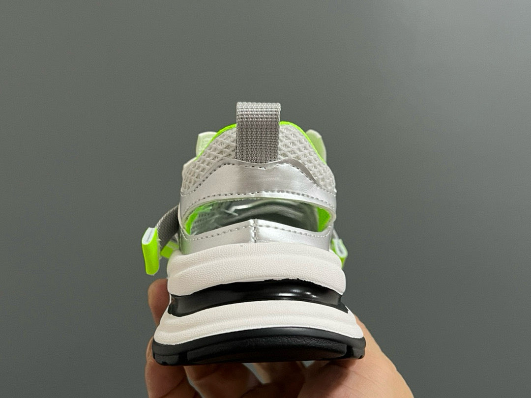 Nike Velcro Mesh Daddy Shoes for Kids" white , gray