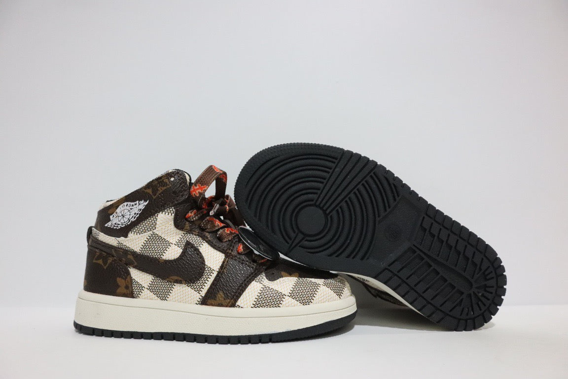 Joe 1 chessboard Lego high school children's shoes" brown, cream, off white"