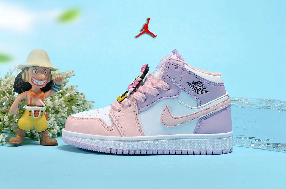 Jordan cartoon doll version children's shoes" rose, purple, white"