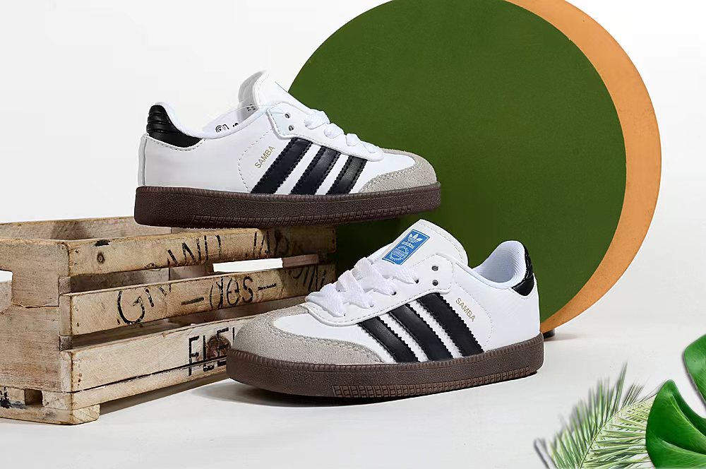 Adidas children's training shoes" white, black"