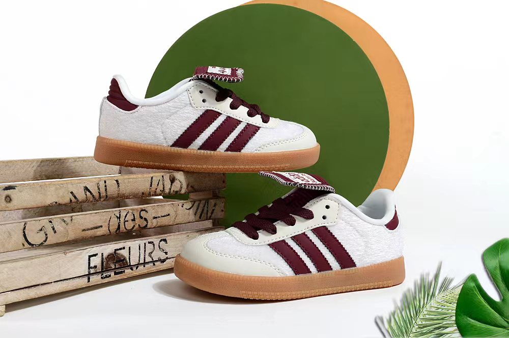 Adidas children's training shoes" white, burgundy"