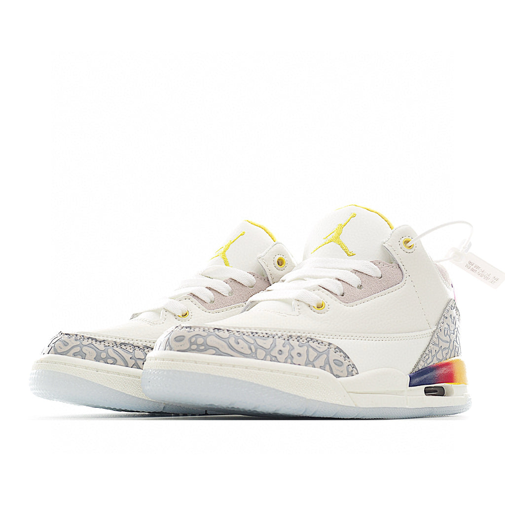 Joe 3 air cushion bottom children's shoes" white, pink, yellow"