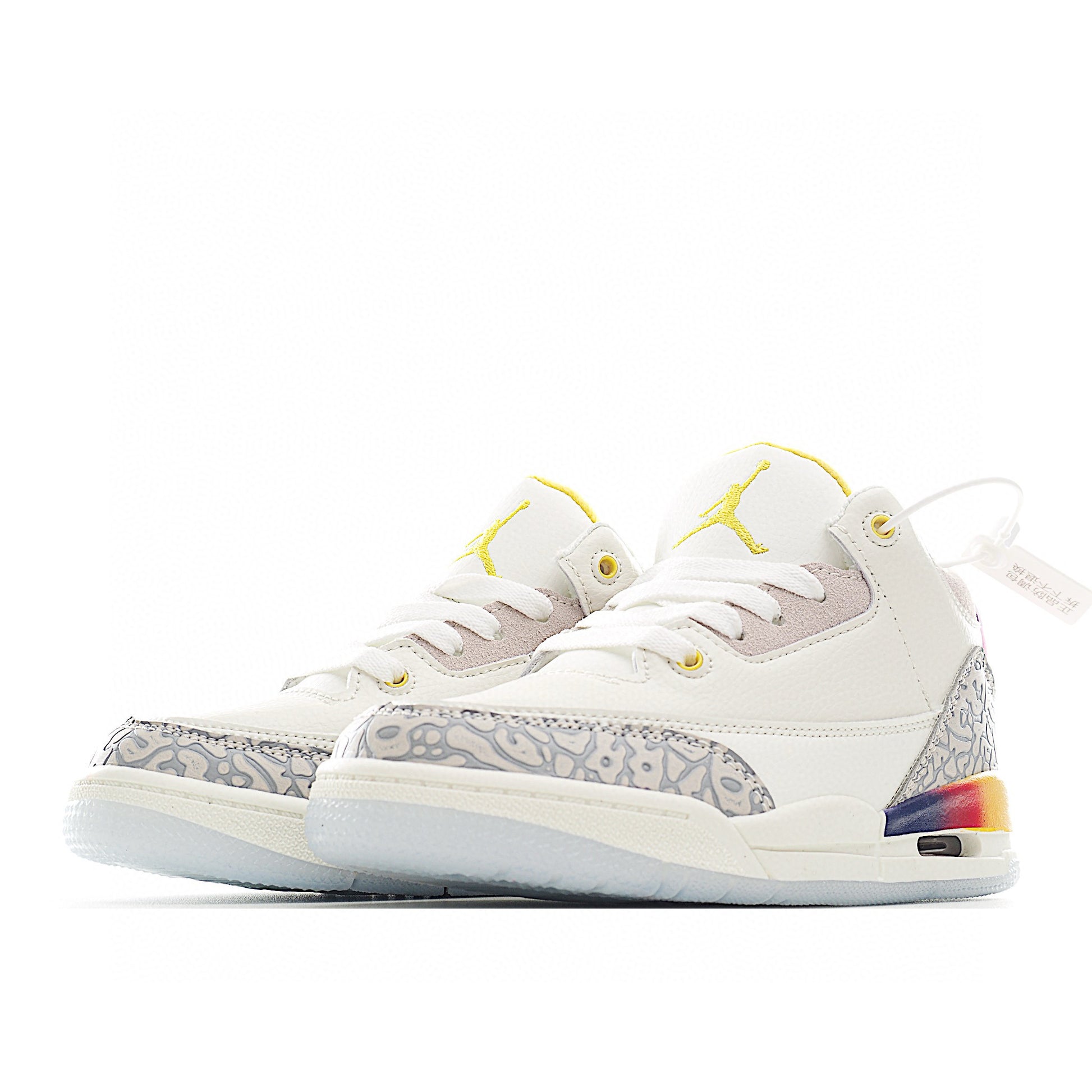 Joe 3 air cushion bottom children's shoes" white, pink, yellow"