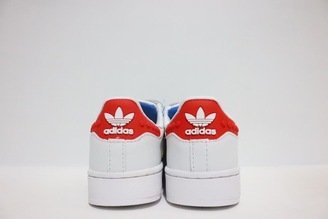 Shell toe two-layer cartoon children's shoes" white, yellow"