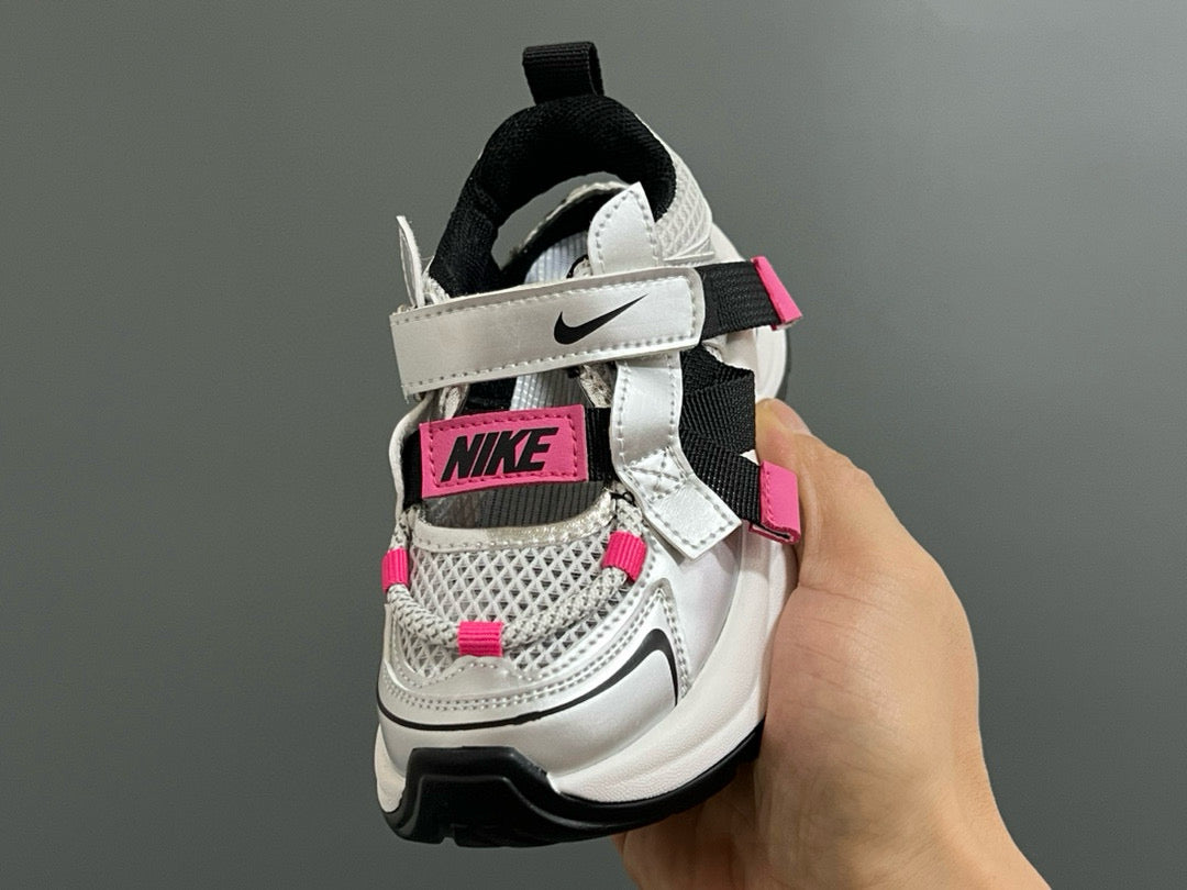 Nike Velcro Mesh Daddy Shoes for Kids" white , silver"