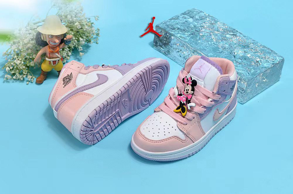 Jordan cartoon doll version children's shoes" rose, purple, white"