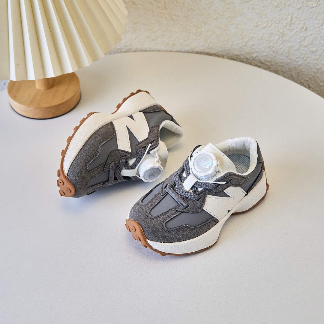 NB327 Rotating Buckle Waffle Gump Children's Shoes" gray, white"