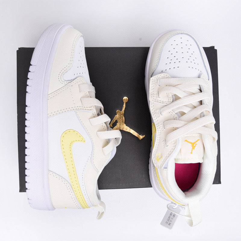 Joe 1 magic buckle children's shoes" white, cream, yellow"