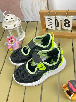 AD children's sandals" Black &Lime Green"