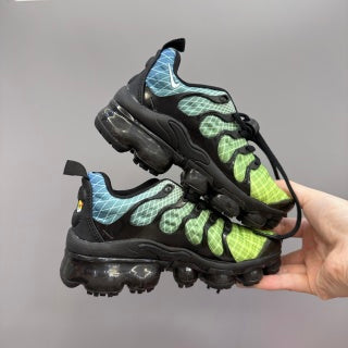 Nike AIR MAX plus full-length air cushion"  lime green, & light blue"