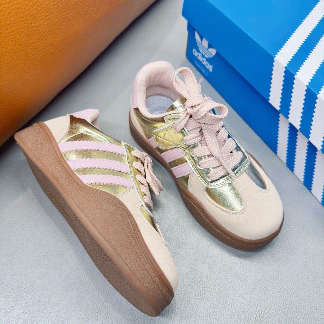 Adidas third generation children's German training shoes" pink, silver"