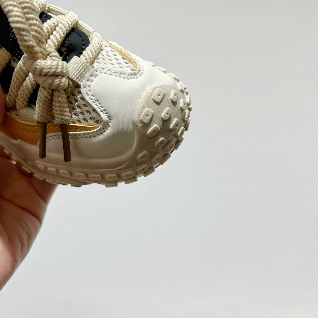 NK mesh drawstring children's tire shoes "Cream, Mustard Yellow"