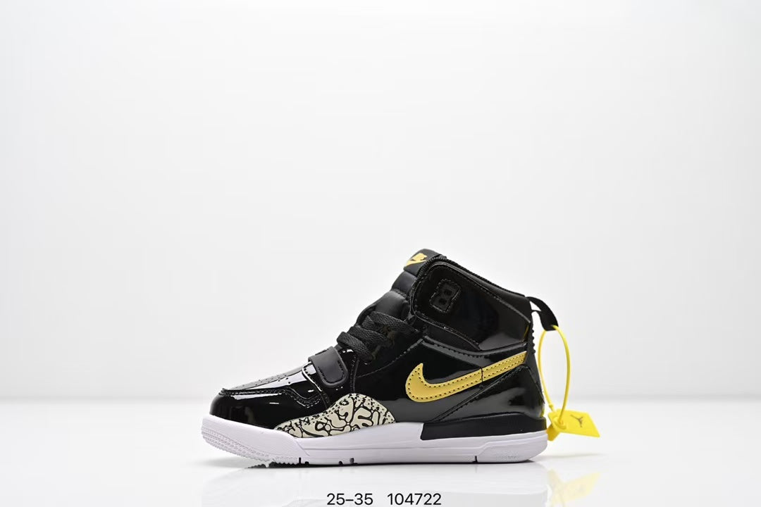 Jordan 312 high top children's shoes full second layer leather" Black"