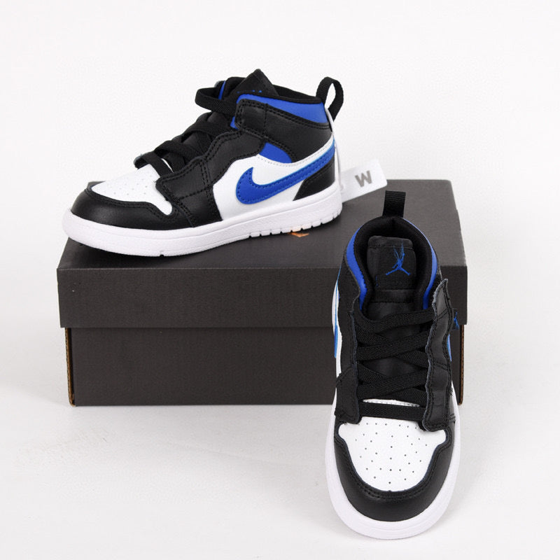 Jordan high top elastic band" white, black, blue"