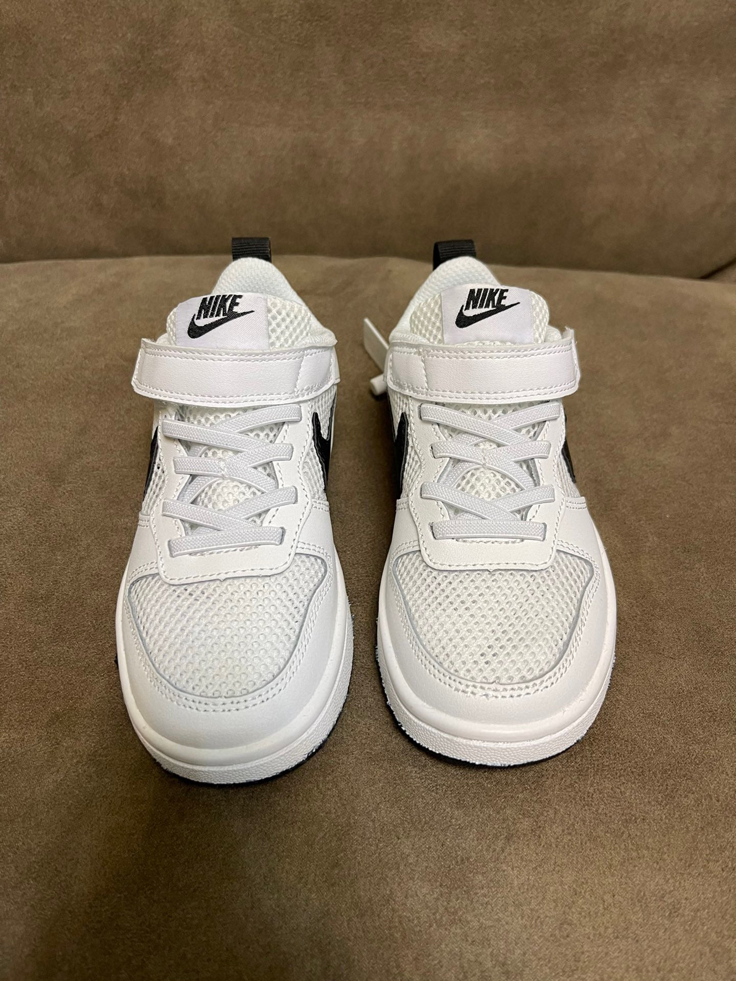 NIKE workwear Air Force One mesh elastic band Velcro children's shoes" white"
