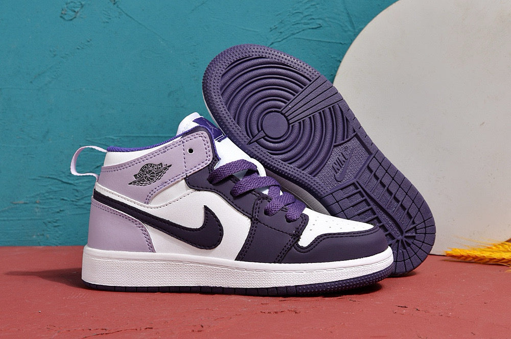 Jordan AJ1 children's shoes" white, purple"