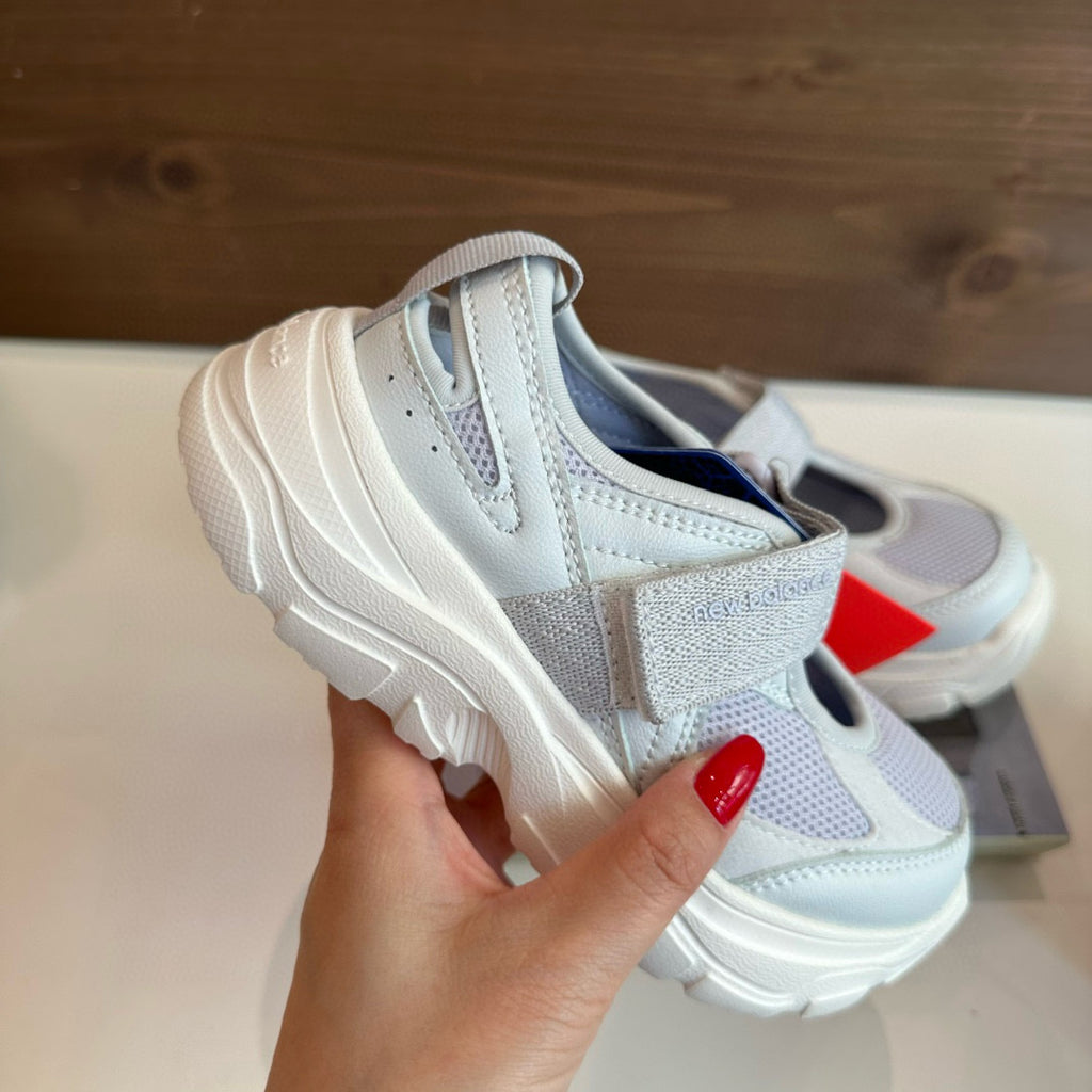 Mary Jane Closed Toe Sandals" light grey, & lavender tint"