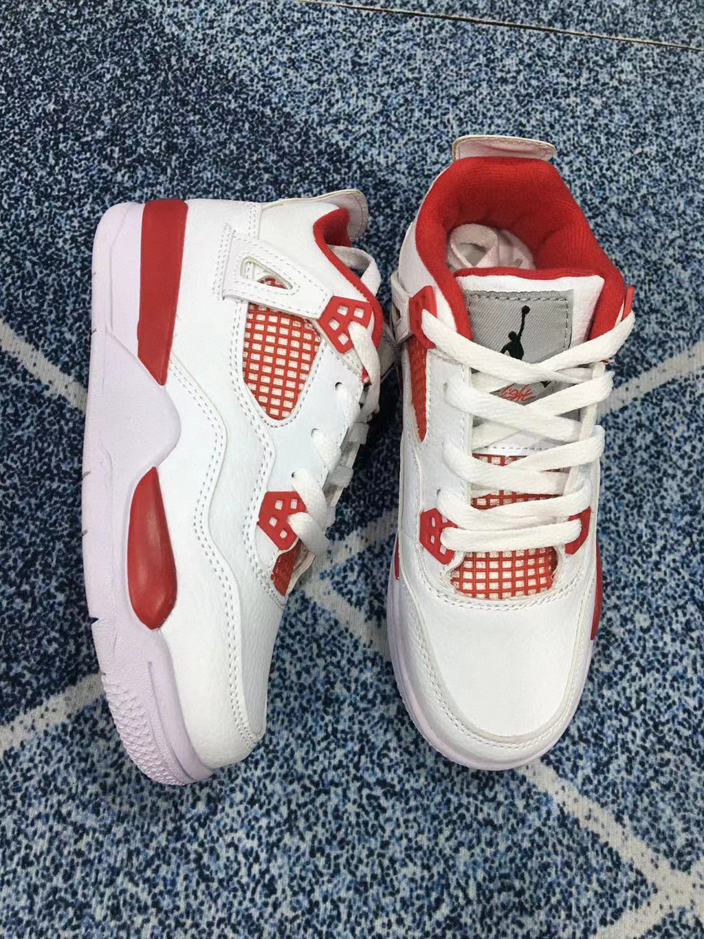 Jordan 4 children's sports shoes" white, red"