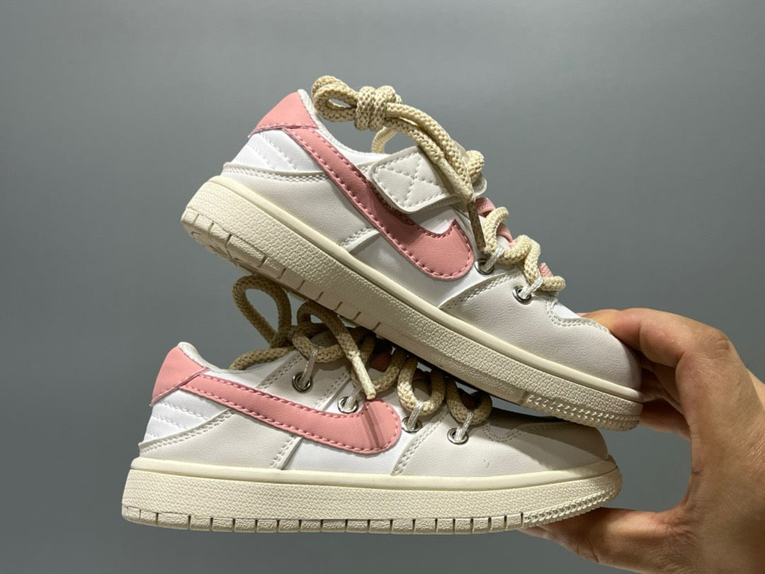 Nike low-top embroidered children's sneakers" gray, pink"