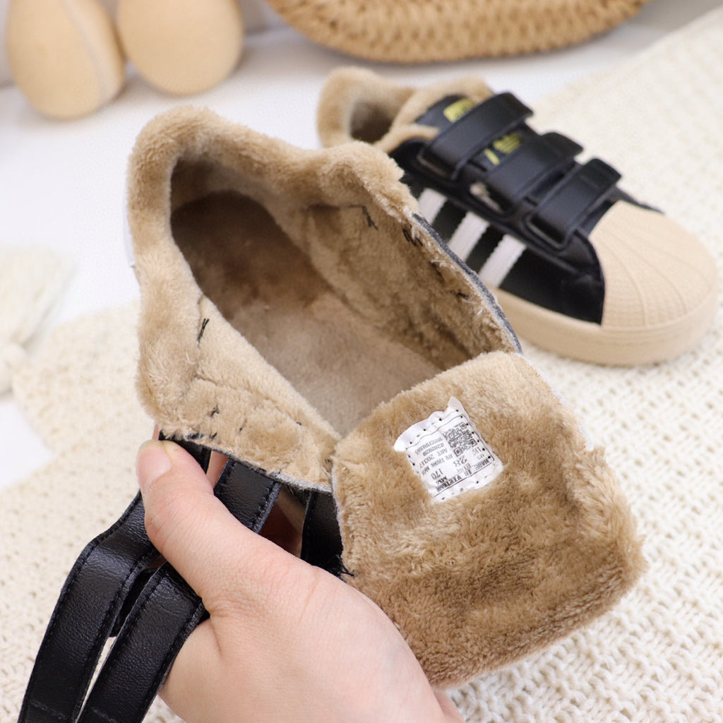 Adidas clover Velcro shell toe plus velvet sneakers" black, beige"