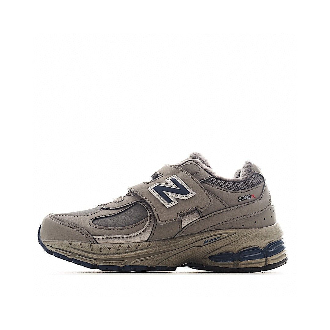 NB 2002 Velvet Elastic Velcro Children's Shoes" Gray-brown"