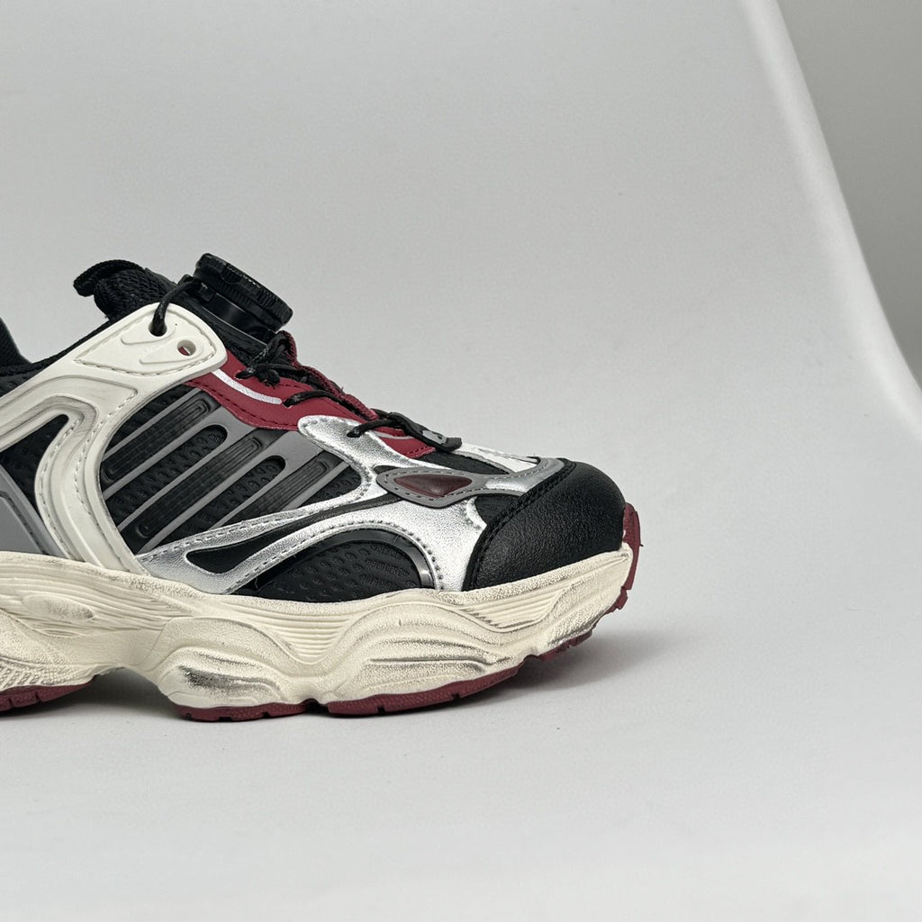 Adidas XLG Runner Deluxe runner dad shoes" black, cream, burgundy"