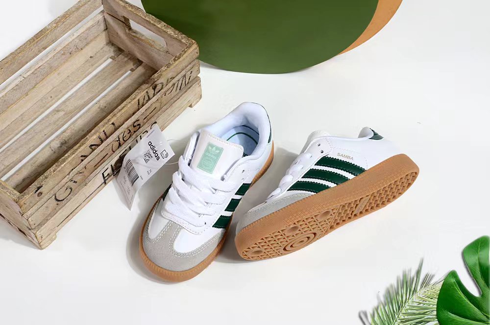 Adidas children's training shoes" white, green"