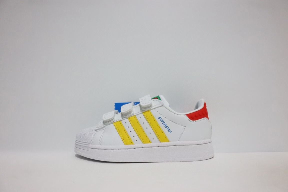 Shell toe two-layer cartoon children's shoes" white, yellow"