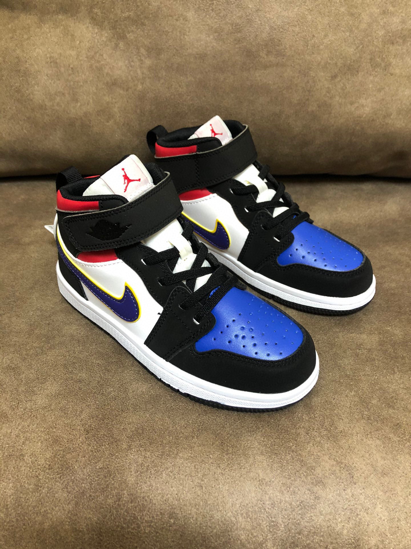 Joe's high-top Velcro children's shoes" white, black, blue"