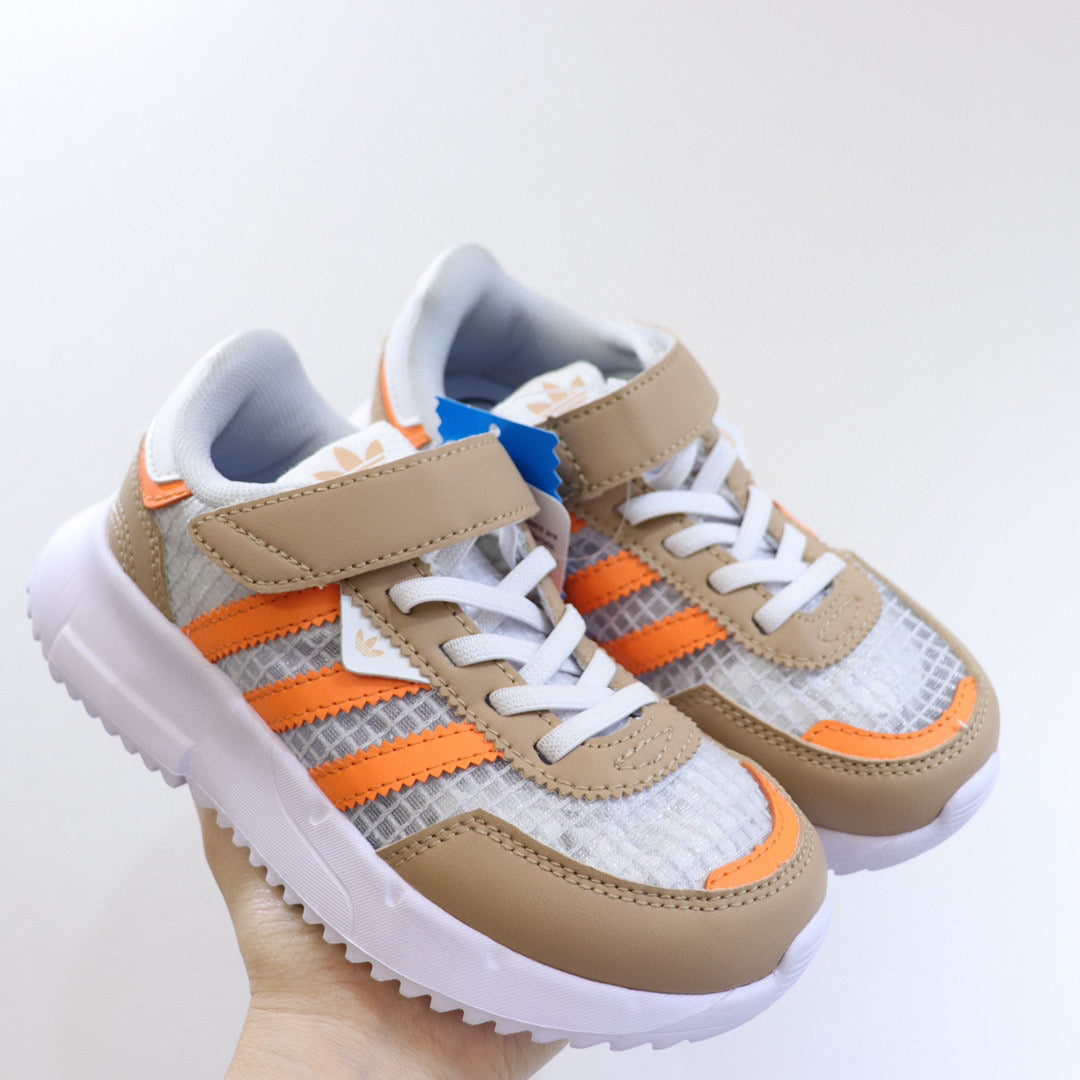 Adidas clover lightweight soft sole" beige, white, orange"